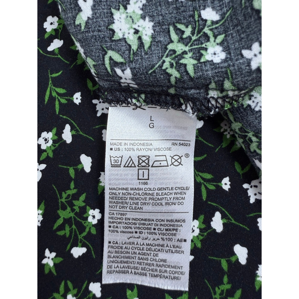 Women's Old Navy Black White Green Floral Mini Dress Size L $5 w/$25 purchase - Picture 8 of 9